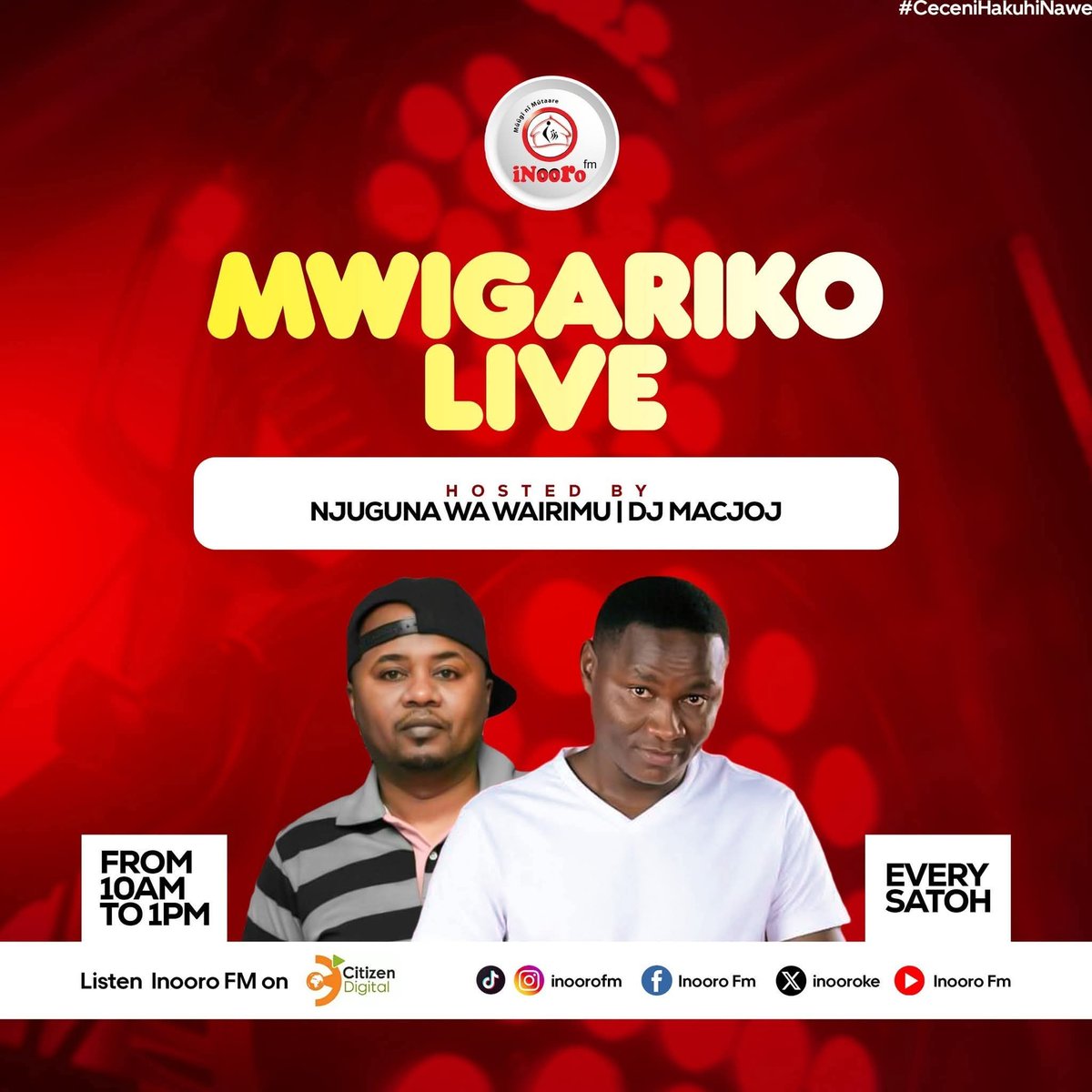 Mwigariko Live na Dj Macjoj  hamwe na Njuguna Wairimu official  #InooroFm #MuciiwaUtuginaUtana #Mwigarikolive #MacjojnaNjuguna