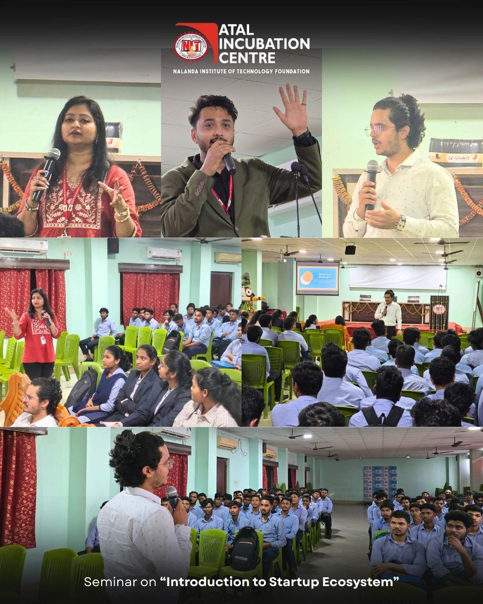 Glimpses from our seminar on “Introduction to Startup Ecosystem” held on 9 Dec 2025 at Nalanda Institute of Technology Foundation.

Led by Ms. Deepshikha Sarkar &amp; Mr. Roshan Panigrahi, the session introduced students to innovation, entrepreneurship, and incubation opportunities.