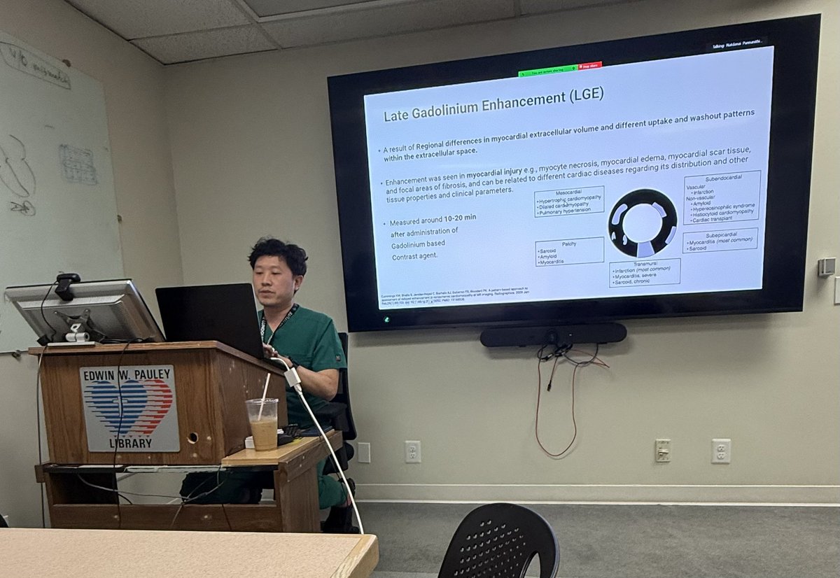 NatdanaiMD's tweet photo. Excited to have a noon conference teaching general cardiology &amp; CT fellow about basic &amp; clinical application of cardiac MRI the today 🧲 🫀 #WhyCMR #CMR #HeartMRI #CardiacImaging SS https://t.co/DOXSoMuTR2