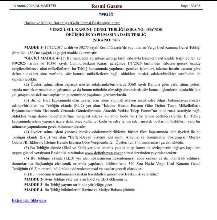 Meslek odaları’na  defter tutma yetkisi veren tebliğ yayınlandı...
Arkadaşlar sizde ticaret yapın ticaret..
Ne de olsa at izi it izine karıştı..