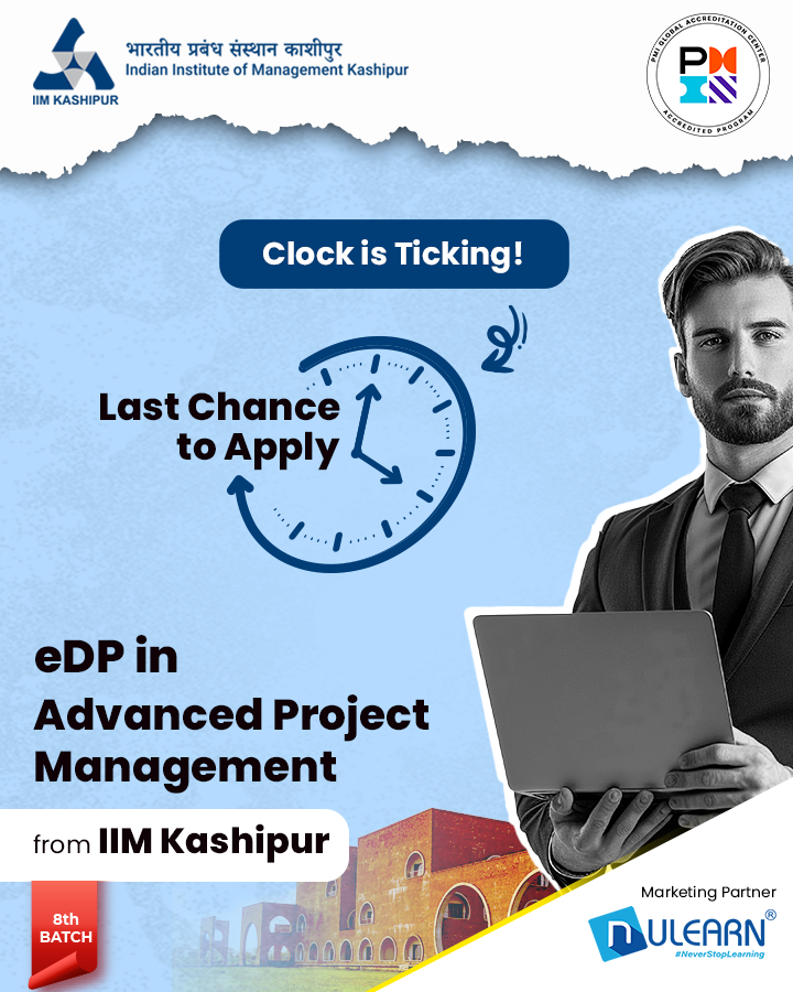 nulearnedu's tweet photo. Clock is Ticking! ⏳ This is the Last Chance to apply for the prestigious eDP in Advanced Project Management from IIM Kashipur (8th Batch).

Apply Now! [Link in bio]

#IIMKashipur #ProjectManagement #EDP #LastChance #AdvancedProjectManagement #CareerGrowth #ExecutiveProgram https://t.co/QiADl0IwHF