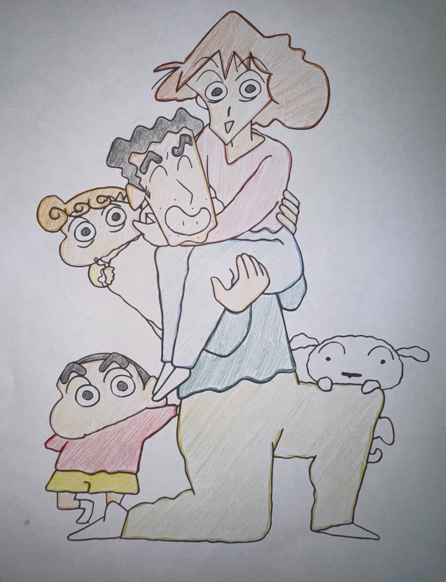 何の疑いもなく目の真ん中塗ったら闇堕ち野原一家が爆誕した