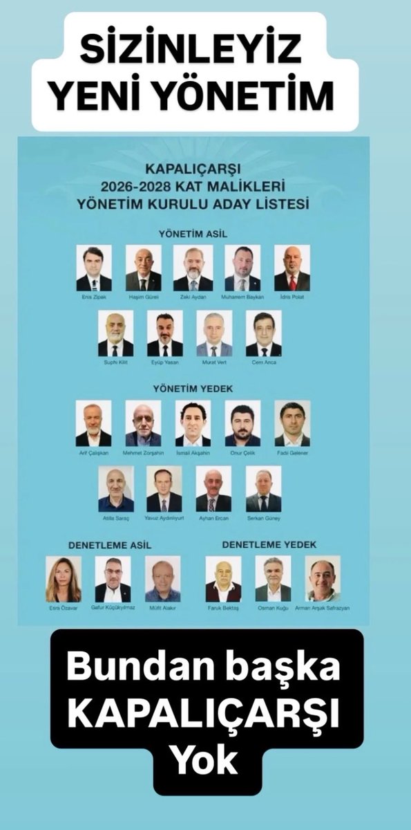 Yeni yönetim SİZİNLEYİZ BUNDAN BAŞKA KAPALIÇARŞI YOK