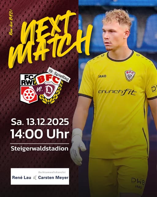 BFCDynamo's tweet photo. Noch einmal geht unsere Mannschaft auf Reisen und gastiert am heutigen Sonnabend im Erfurter Steigerwaldstadion. Der Anpfiff der Partie erfolgt um 14 Uhr. #BFCDynamo #RWEBFC https://t.co/gyd4ORPdZI