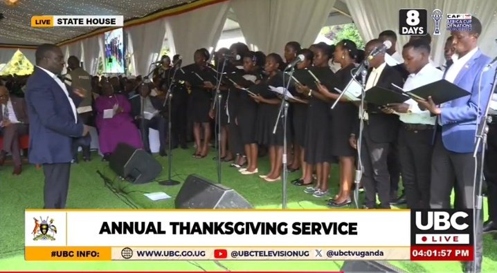 StAugustineCom's tweet photo. Yesterday, our St. Augustine choir, joined other faithful people of God at the annual Thanksgiving service hosted by the @StateHouseUg. 
They presented Spiritual songs like Great is Thy faithfulness, Christ is Coming and Rock of ages. 

It's a great thing to thank the Lord. https://t.co/Kcpl389urG