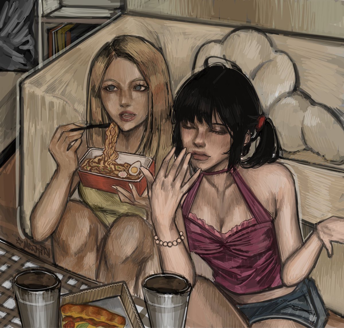 koiftcsh's tweet photo. mukbang n chill .⁺˳✧༚ #digitalart #art #sketch #drawing #ibisPaintX #wlw https://t.co/HWJ9dz9lyh