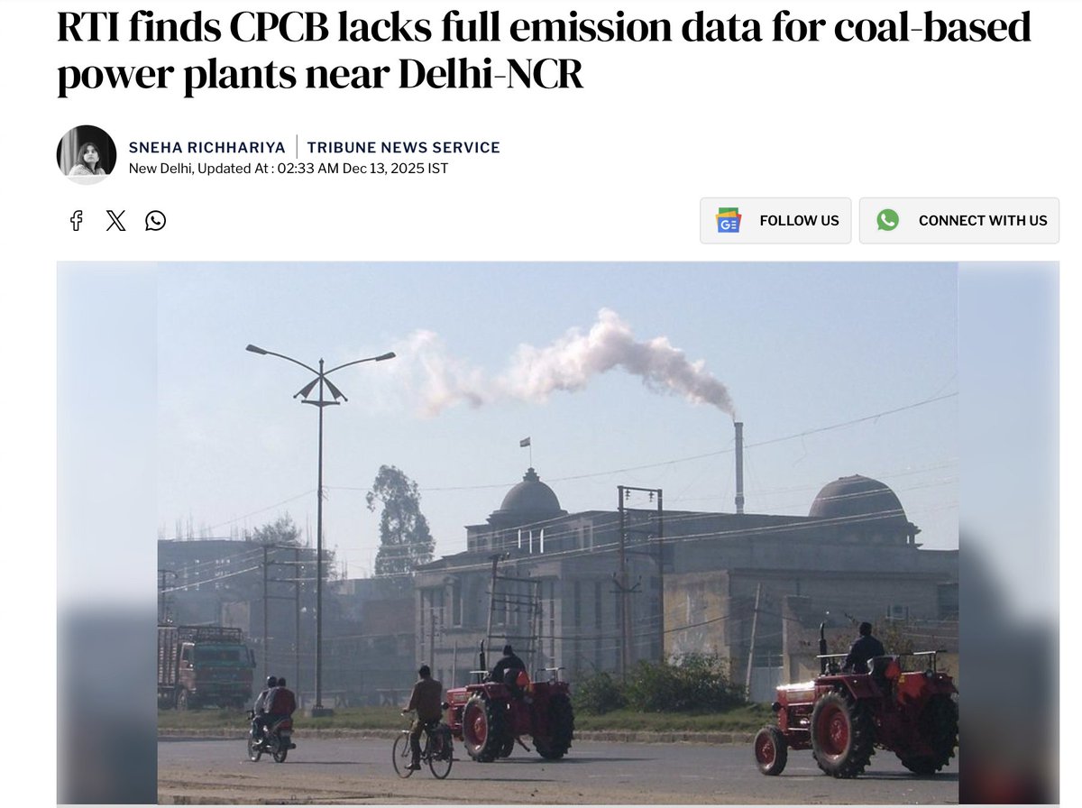 #Imp: Complete government negligence and apathy towards enforcing pollution measures. Read this report based on RTI findings by environmental activist Amit Gupta.

NONE of the thermal plants around Delhi are being fully monitored for pollution emissions! Without enforcement, no