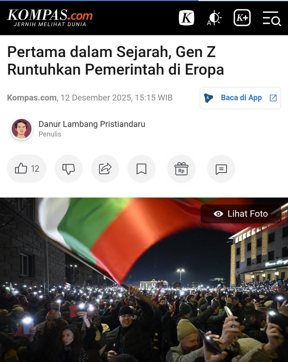 Pemerintahan Bulgaria resmi runtuh pada kamis 11/12/2025, gelombang demo besar-besaran dimotori oleh Gen Z

📸📸📸