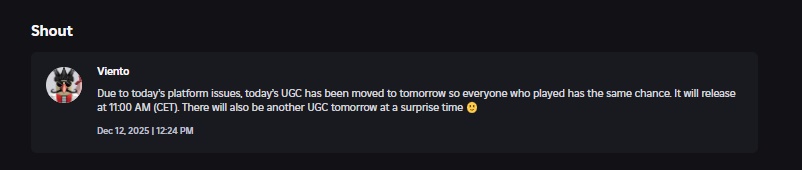 El UGC para reclamarlo estará disponible hoy a las 11:00 AM (CET).