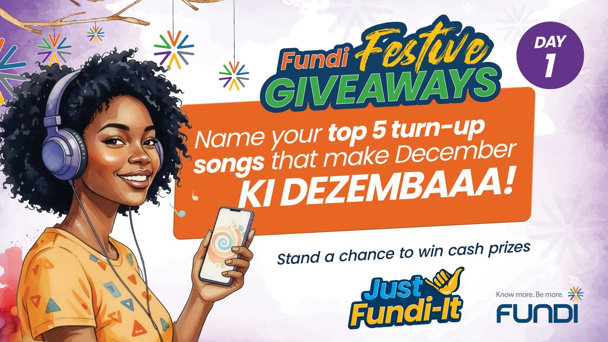 Let’s build the ultimate Fundi Festive Playlist 🎧🎄

Name your top 5 turn-up songs that make December — KI DEZEMBAAA! 🔥🎶
Stand a chance to win cash prizes 💸✨
Drop your top 5 turn-up songs, use #FundiFestive, and you could win R200 cash 💃🏽🕺🏽
Ts &amp; Cs apply.
#FundiFestive