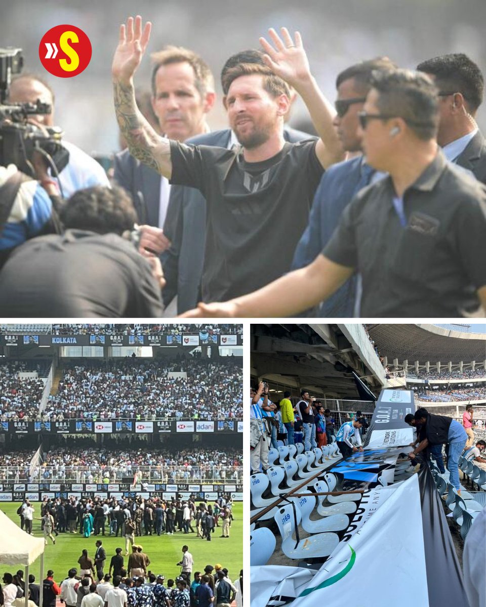 Lionel Messi's G.O.A.T. India tour turns ugly in Kolkata

Fans inside the venue complained of delays, overcrowding and a lack of clear communication from organisers, which steadily heightened tensions through the morning.

✍️ <a href="/Neeladri_27/">Neeladri Bhattacharjee</a> with the details 

READ ▶️
