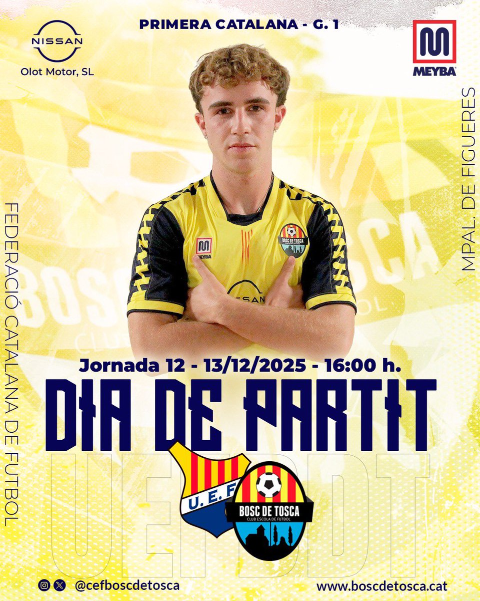 ⚔️ DIA DE PARTIT

🆚 <a href="/UEFigueres/">UE Figueres</a> 
⏰ 16.00h
📍 Mpal. Vilatenim
🗓️ Jornada 12

#FigueresBDT #1Cat1