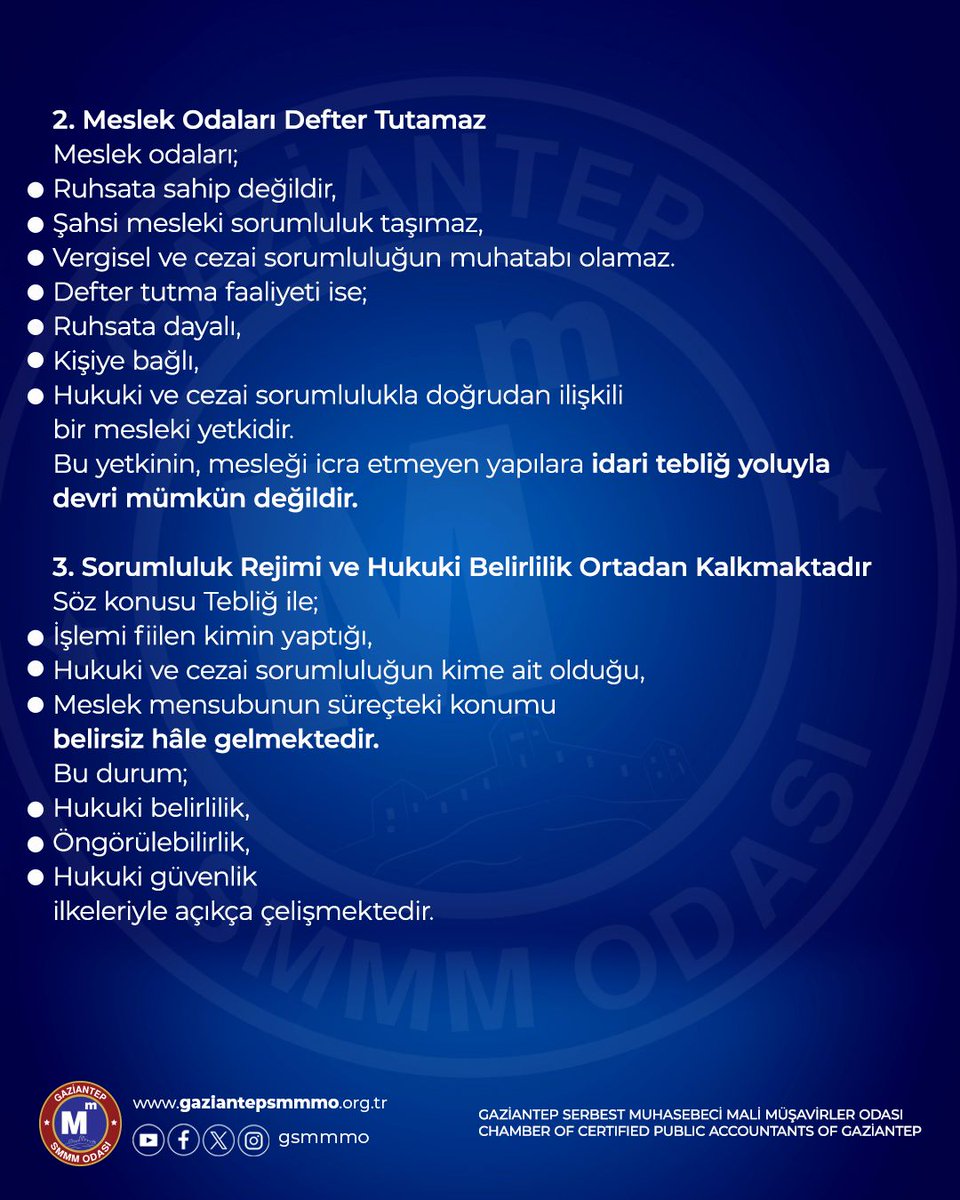 Gsmmmo's tweet photo. DEFTER TUTMA BİR YETKİDİR.
YETKİ, KANUNLA VERİLİR.
TEBLİĞLE ALINAMAZ.
3568’e Dokunma!
Mesleğin Yetkisi Meslek Mensubunundur.
#3568eDokunma
#MesleğinYetkisi
#DefterTutmaYetkidir
#HukukDevleti
#MaliMüşavirlik
#MesleğinKırmızıÇizgisi https://t.co/7laUz31qI6