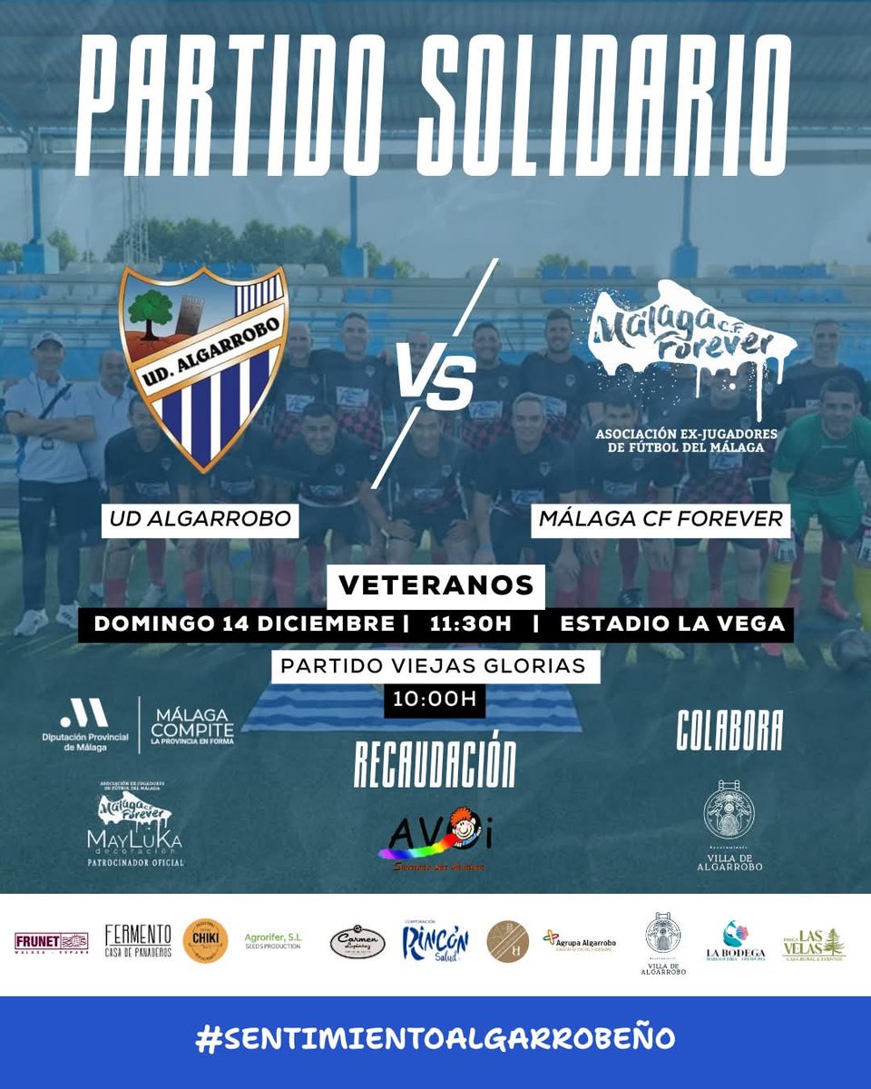 Este próximo domingo 14 los veteranos del Málaga ,estarán de nuevo en Algarrobo,para participar en un interesante Partido, a Beneficio de los voluntarios de oncología infantil .