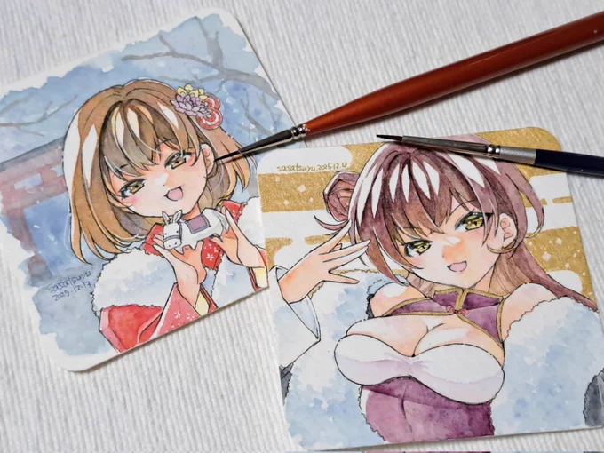 2枚塗りおわ もう1枚は後回しにして今月の通販分登録作業に入りますー やってるうちに気付いたら終了時刻過ぎてそうなので一旦ここで終了な感じかな? 作業会参加の皆様お疲れさまでした\(^o^)/ #テレッテレー