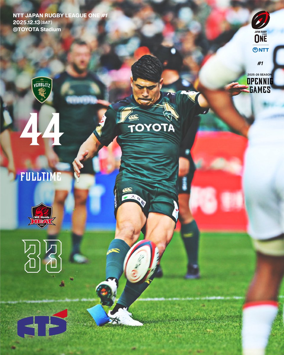 ⏰Full Time ⭐️WIN⭐️ ＼ ⚡️トヨタV 44 - 33 三重H🔥 🏆NTT JAPAN