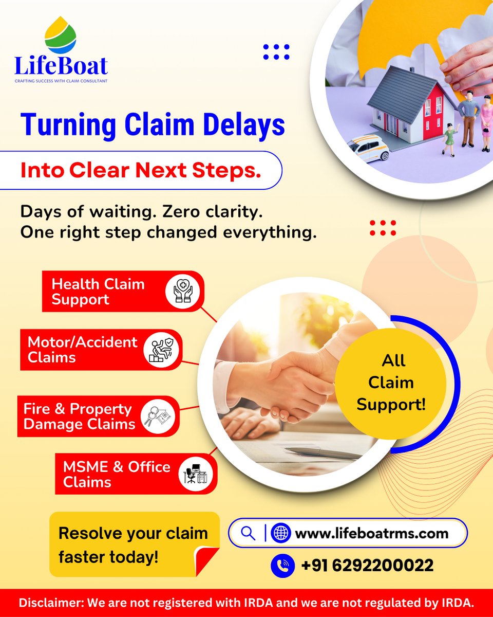 lifeboatrms's tweet image. Waiting won’t fix your claim. The right step will.
Don’t let delays decide your outcome.
📞 +91 6292200022
🌐 lifeboatrms.com

⚠️ Disclaimer: We are not registered with IRDA and are not regulated by IRDA.

#LifeBoatSupport #InsuranceHelp #DelayedClaim #ClaimResolution