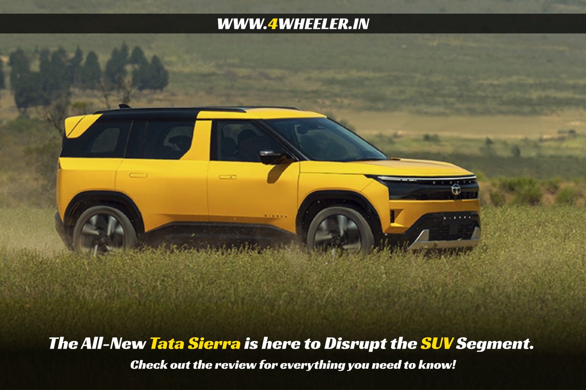 4Wheeler_in's tweet photo. Tata Sierra Review:
✅Red Dot Design Award
✅ADAS L2+ with 22 features &amp; AR HUD
✅Hyperion engine: 29.9 kmpl (12-hour NATRAX record)
✅Triple-screen infotainment &amp; Theater Pro
✅₹11.49-19.49 lakhs

Read now:https://t.co/9OkkdJaahI

#TataSierra #4wheeler #SUV #auto #car #Sierra https://t.co/tu2LVVhi2O