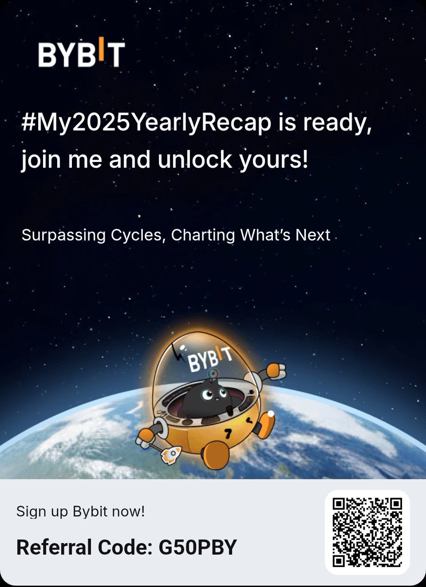 Unlock your 2025 recap and chart what’s next with me! New users can also win a 6,135 USDT reward.
#My2025YearlyRecap #BybitRecap #Bybit2025 #CryptoRecap2025 #BybitRecap2025
 bybit.global/en/recap-2025?…