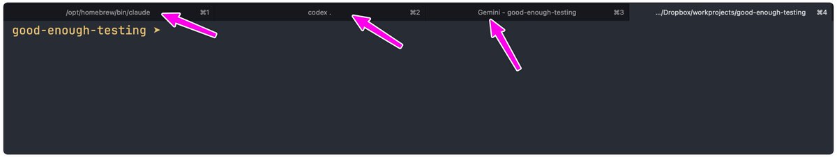 lucianghinda's tweet photo. When working on #goodenoughtesting, I keep three LLM tabs open: Claude, Codex, and Gemini.
I test each prompt against all three to catch where instructions break down. When they disagree, that's where I focus as I want to reliable generate tests.
Adding Amp to the mix soon. https://t.co/hS2HmXvcRe