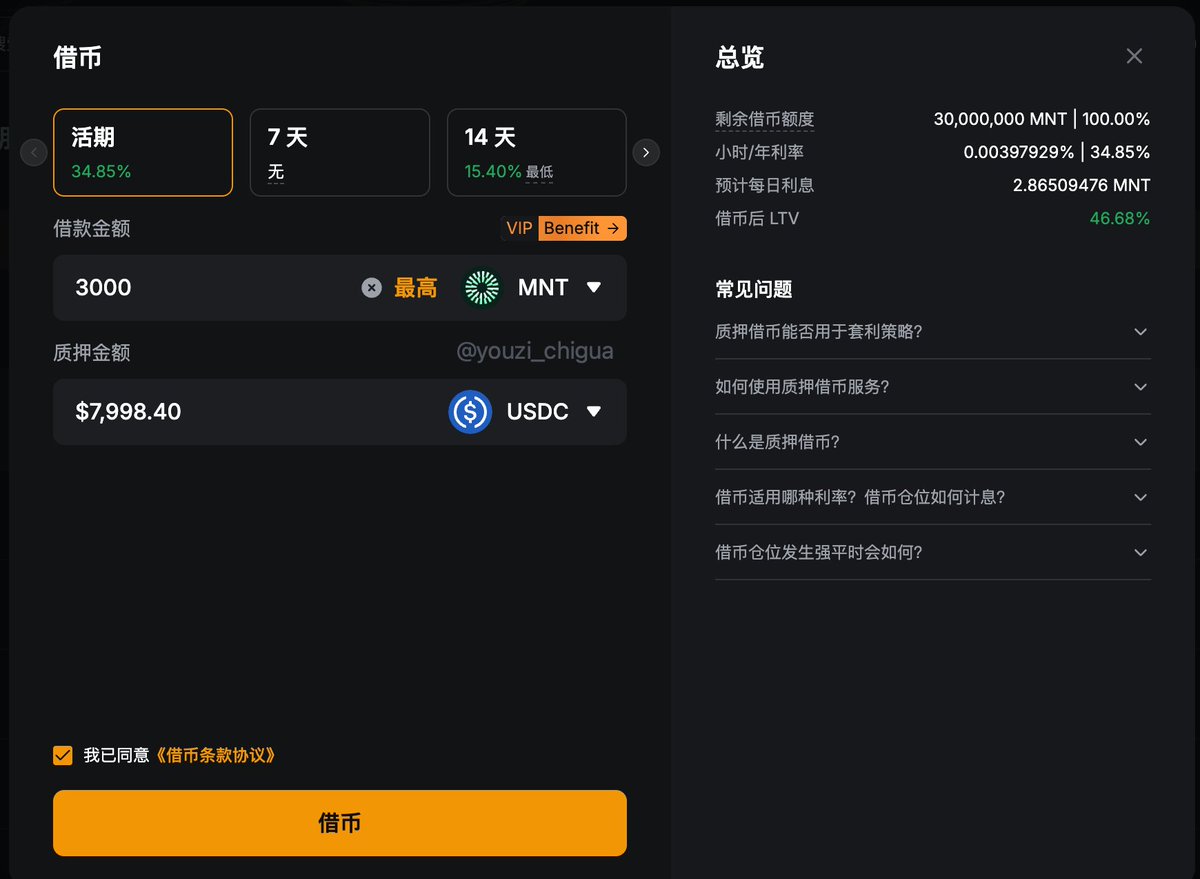 Bybit Fight Launchpool 还能挖3 天我是质押借了3,000 MNT 参与活动借款年化约24%，收益年化65.2% 能赚41.2%  但只剩3 天了也就是简单理个财