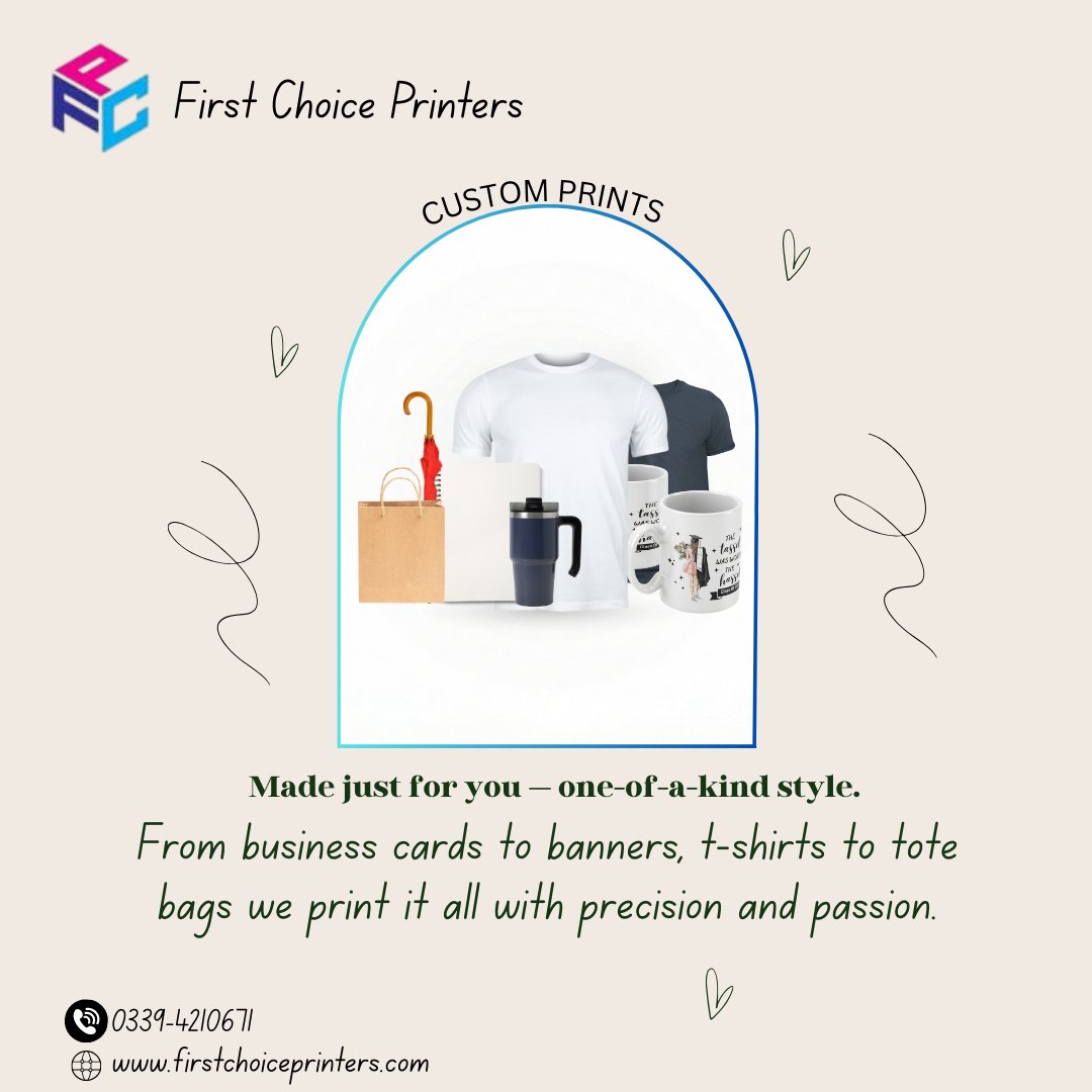 firstchoice_p's tweet image. Custom Prints Made Just for You 
From business cards to banners, t-shirts to tote bags First Choice Printers delivers quality printing with precision and passion. Let your brand stand out!

📞 0339-4210671
🌐 firstchoiceprinters.com

#FirstChoicePrinters #CustomPrinting