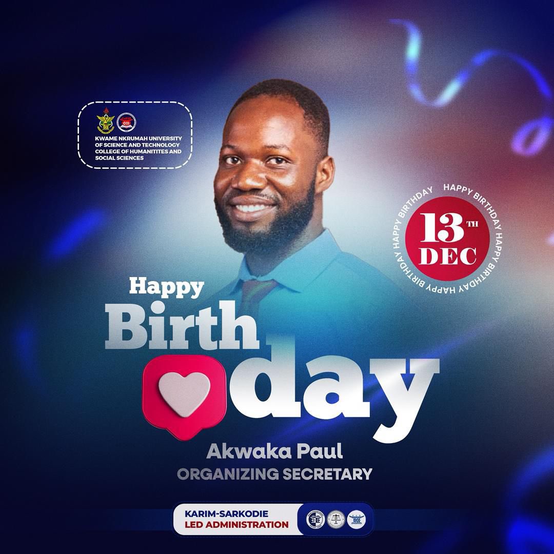 CoHSSknust_'s tweet photo. 🔵🔴COLLEGE OF HUMANITIES AND SOCIAL SCIENCES🔵🔴

Today, the Karim-Sarkodie Led Administration celebrates a committed and hardworking leader. Happy Birthday to our Organizing Secretary, Master Akwaka Paul.
We wish you a joyful birthday and continued strength as you serve. https://t.co/Dukoak2elV