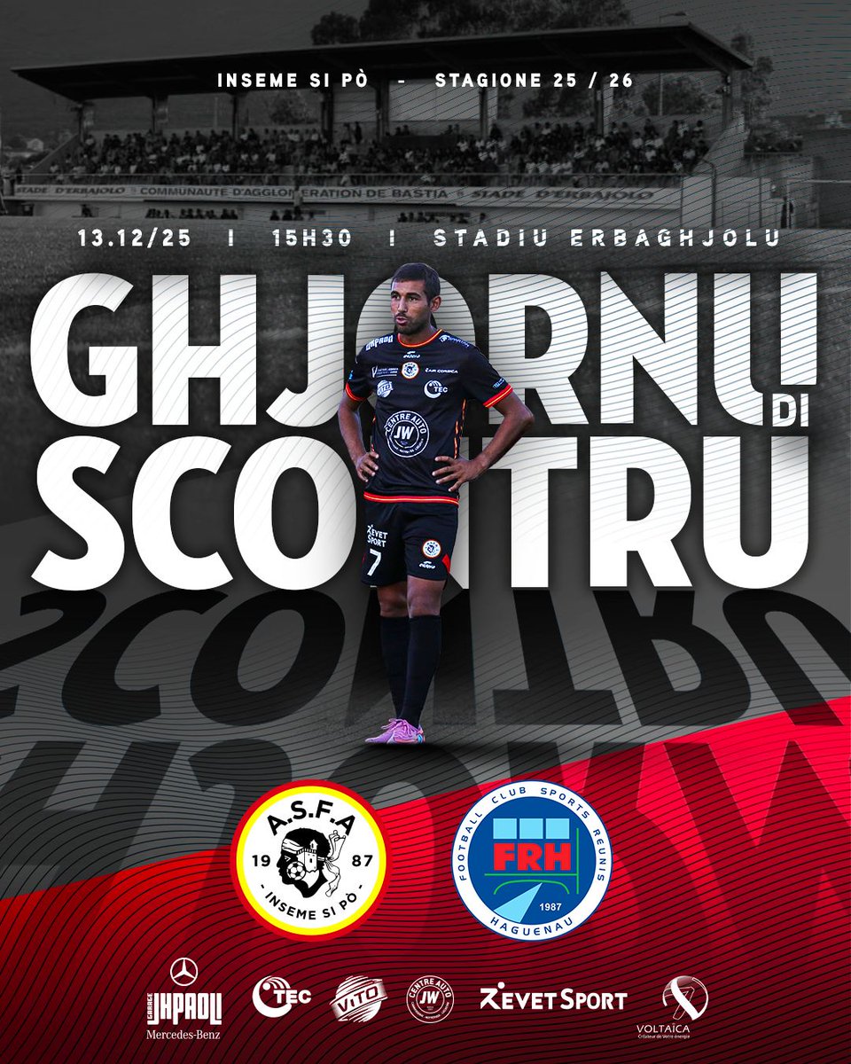 𝙂𝙝𝙟𝙤𝙧𝙣𝙪 𝙙𝙞 𝙎𝙘𝙤𝙣𝙩𝙧𝙪 

🆚️ | FR Haguenau 
🏆 | Campiunatu di Naziunale 2
🕓 | 15h30
🏟 | Stadiu Erbaghjolu 

𝙁𝙤𝙧𝙯𝙖 𝙁𝙪𝙧𝙞𝙖𝙣𝙞 𝘼𝙜𝙡𝙞𝙖𝙣𝙞 ,
𝙞𝙣𝙘𝙪 𝙑𝙤𝙞 𝙎𝙞𝙢𝙪 𝙋𝙞𝙪 𝙁𝙤𝙧𝙩𝙞 

#𝙄𝙣𝙨𝙚𝙢𝙚𝙎𝙞𝙋ò