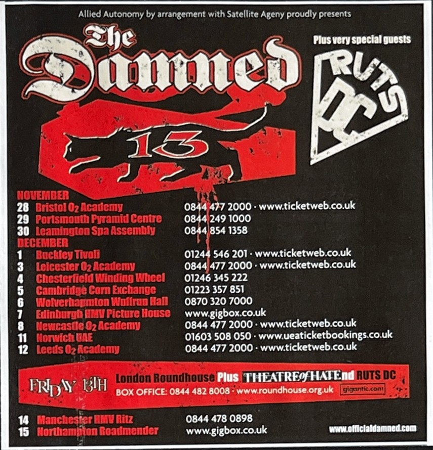 Spegazzinii's tweet photo. #OTD @thedamned @damned_database @kirkbrandon @CaptainSensible @NewWaveAndPunk @RoundhouseLDN #thedamned #theaterofhate #rutsdc
2013 - The Damned at The Roundhouse London with support from Ruts DC and Theatre of Hate. Now that's what I call a good night out! https://t.co/LtuyQ1pkzD