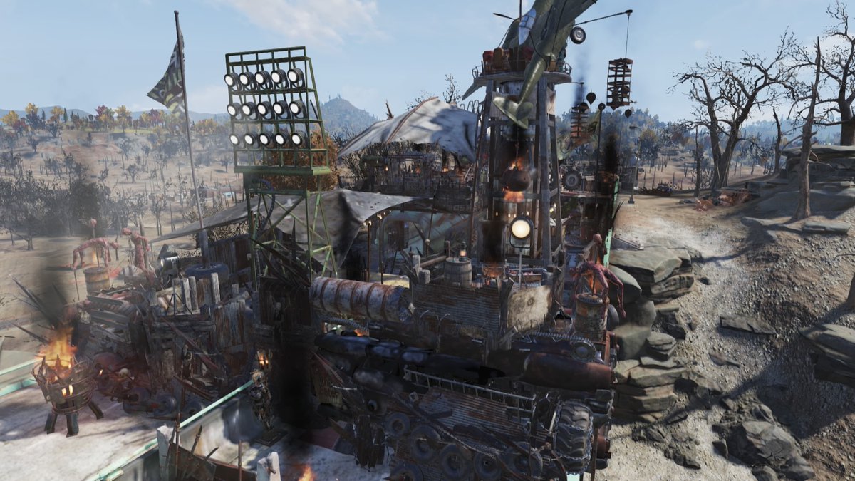 matadogasu34's tweet photo. 新レイダー拠点完成！😈
橋の上に作りました！
作っててすごい楽しかった～w

#Fallout76 #Fallout76camp https://t.co/WlEnZFECzL