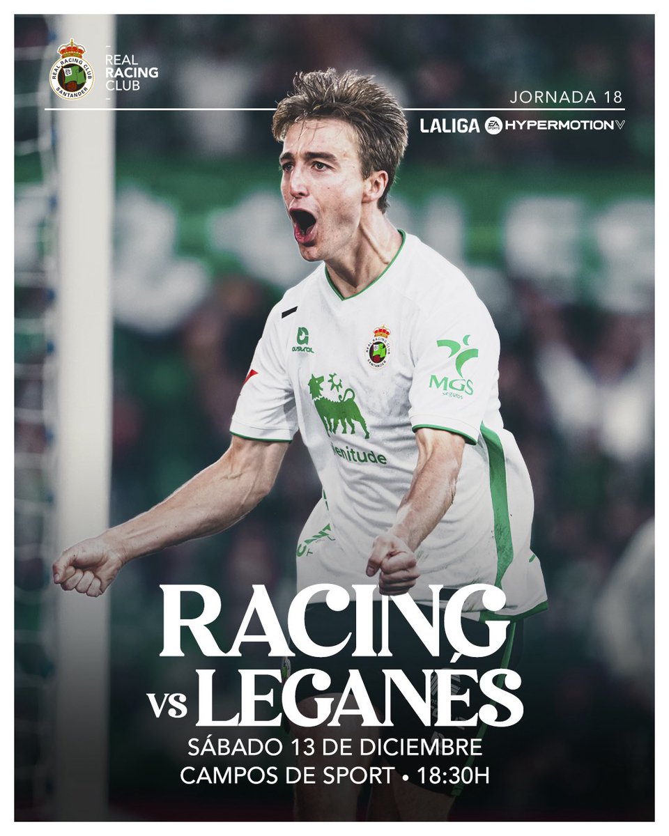 ⚔️ ¡Buenos días, racinguistas! #MatchDay

🆚 <a href="/CDLeganes/">C.D. Leganés</a> 
⏱️ 18:30 horas
🏟️ Campos de Sport
🎟️ taquilla.realracingclub.es
📺 LaLiga Hypermotion TV

#RacingLeganés #LaLigaHypermotion