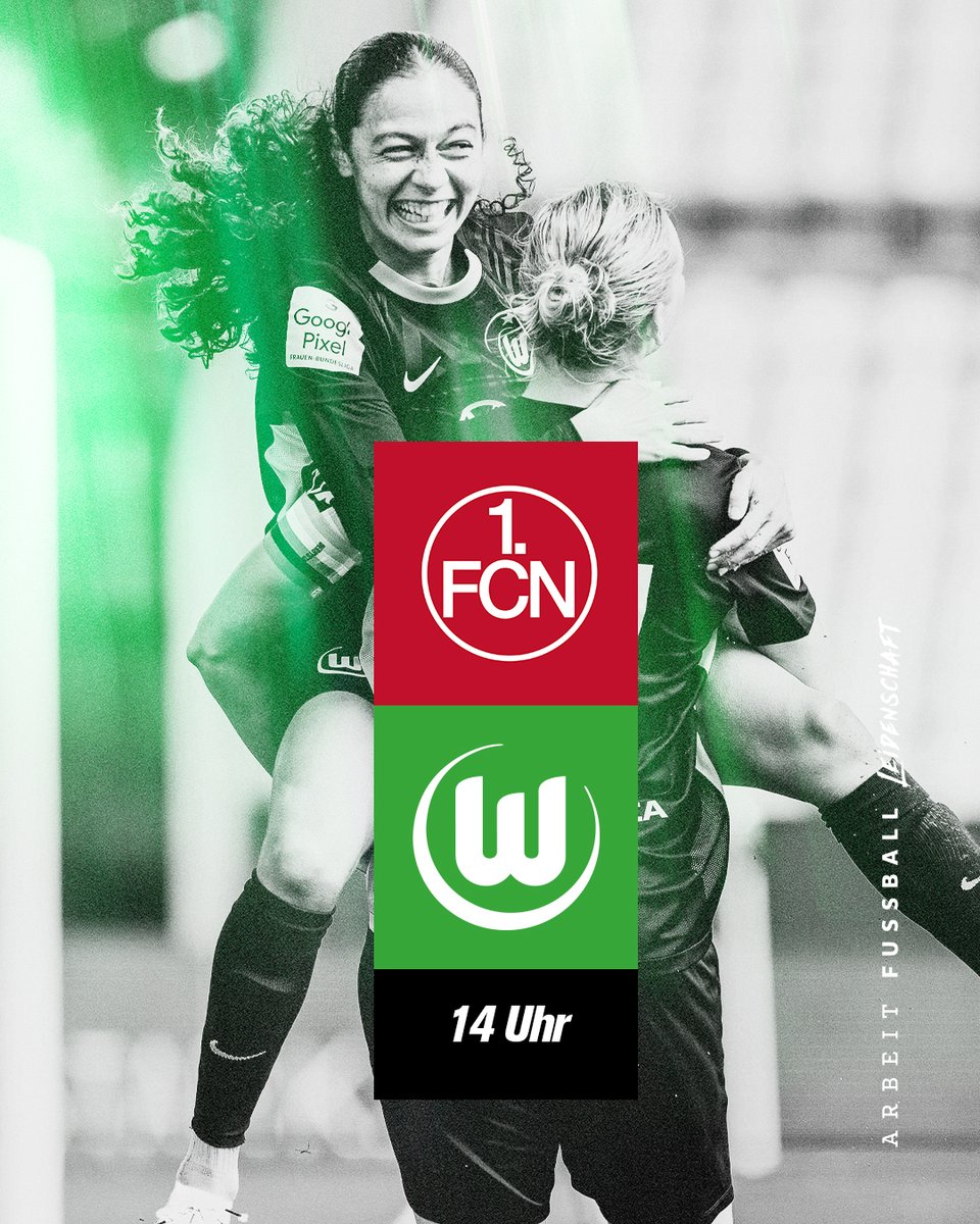 VfL_Frauen's tweet photo. Das letzte Bundesliga-Auswärtsspiel des Jahres – noch einmal alles geben! 💚🤍🔥
⚽️ Google Pixel Frauen-Bundesliga
⚔️ 1. FC Nürnberg
🕓 14 Uhr
🏟️ Max-Morlock-Stadion
📺 DAZN, MagentaSport
#⃣ #FCNWOB
#VfLWolfsburg #VfLWolfsburgFrauen #Wölfinnen #NurHierNurWir https://t.co/bCXkmR40Pm