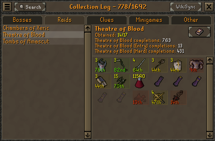 Finally got all tob purples. Dust and capes left for greenlog
