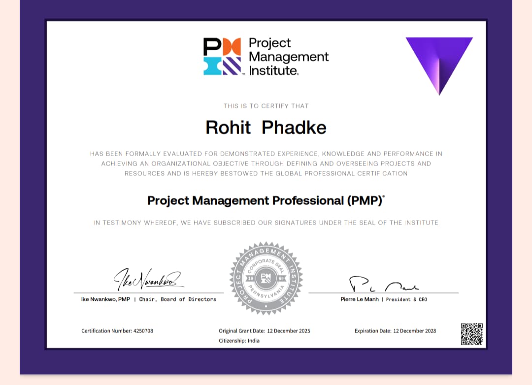 tanveermsayed's tweet photo. 🎉 PMP Success | TAN Globus
U next
Congratulations Rohit Phadke on achieving PMP® (12 Dec 2025).
Your success reflects right mentorship at TAN Globus.
🚀 Get PMP® certified within 4 weeks
👨‍🏫 Expert coaching by TANveer Sayed
📲 WhatsApp: +91 96042 19878
🌐 https://t.co/GlBupYmnL0 https://t.co/uH6sNQgUZp