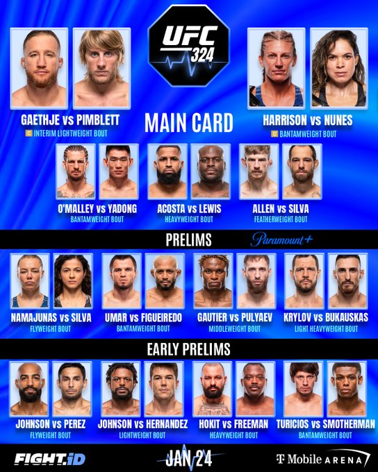 ufcstreamse's tweet image. UP NEXT‼️🚨

a VERY stacked #UFC324 to start 2026's #UFCParamount numbered events!🔥