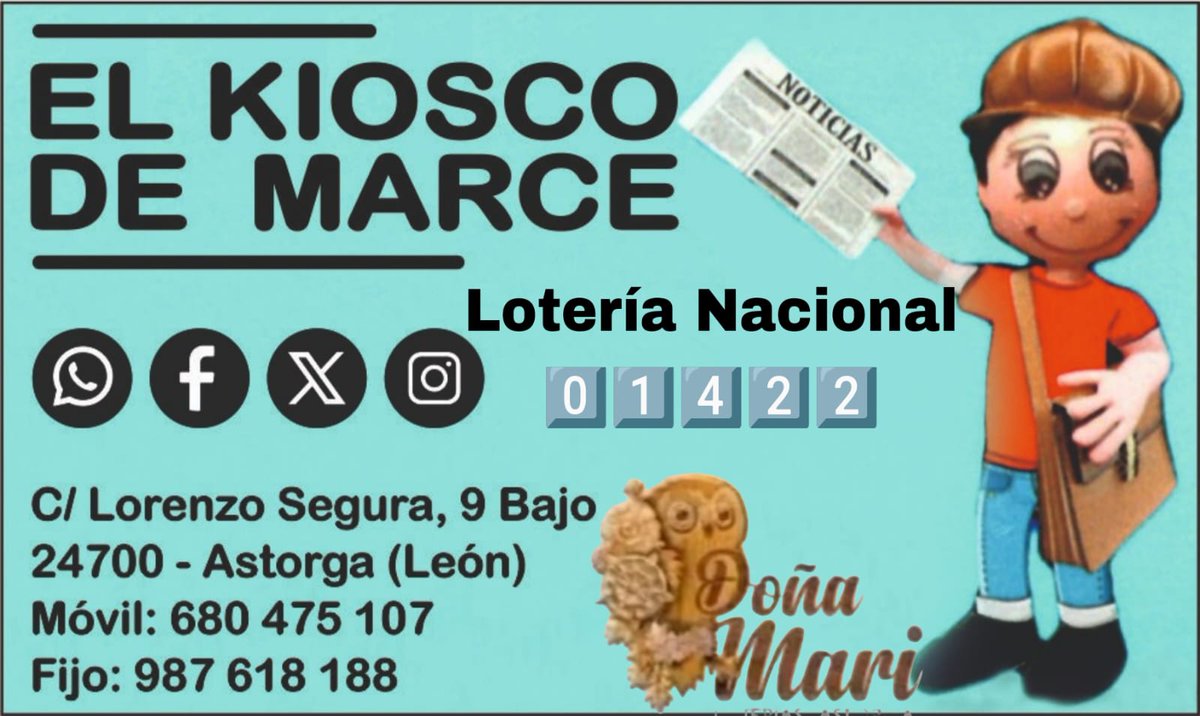 ElKioscodeMarce's tweet image. Entramos en la cuenta atrás de los días ( FALTAN 9️⃣) para eel sorteo extraordinario de #Navidad25 y nuestros decimos (FALTAN 2️⃣3️⃣) del número 0️⃣1️⃣4️⃣2️⃣2️⃣

Date prisa y compra el tuyo antes de que se acaben

Ya tenemos a la venta la @loterias_es del Niño 2️⃣6️⃣

SOÑAR ES ILUSIÓN