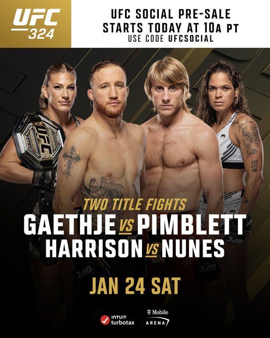 ufcstreamse's tweet image. Don't miss out on the action!

#UFC324 Social Pre-Sale is now live ‼️

Use code "UFCSOCIAL" and get your tickets now!

[ JAN 24 LIVE on @ParamountPlus ]