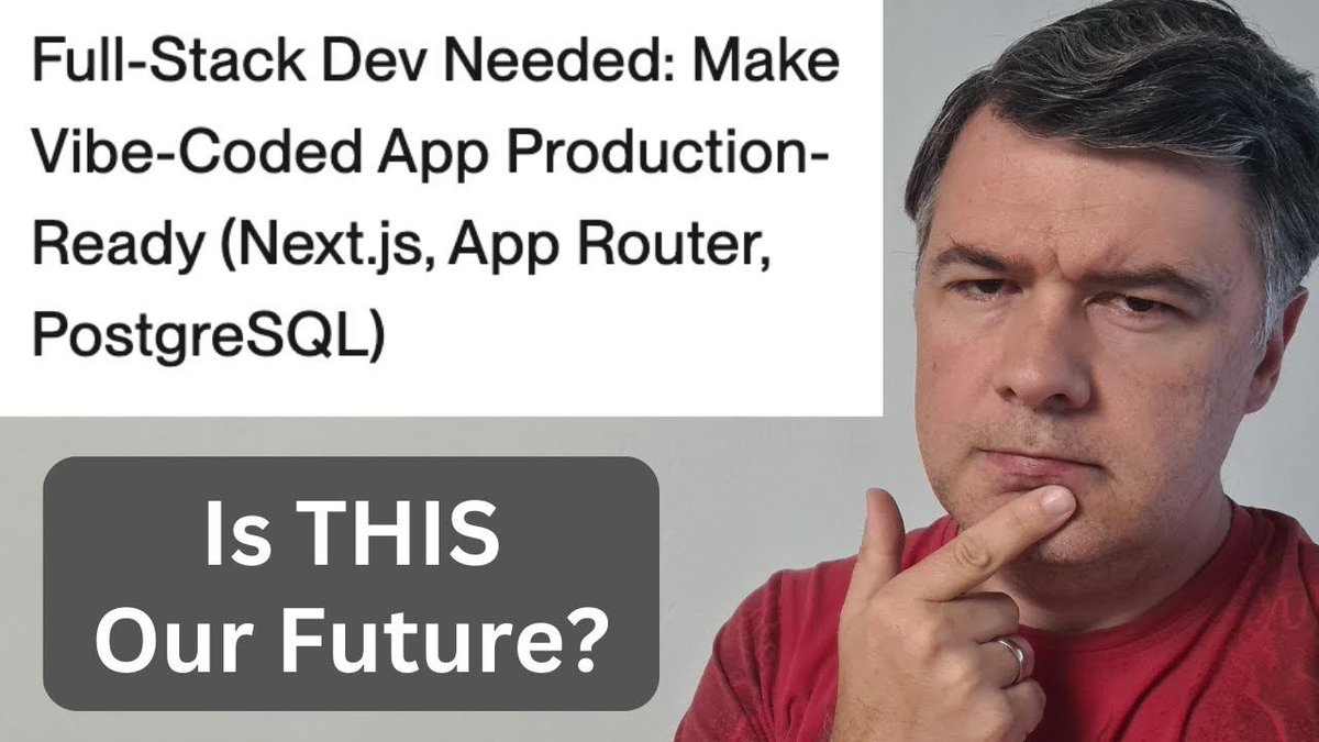 Mi nuevo vídeo, basado en mi reciente tweet viral.
¿Se convertirán los desarrolladores en "reparadores del código Vibe
