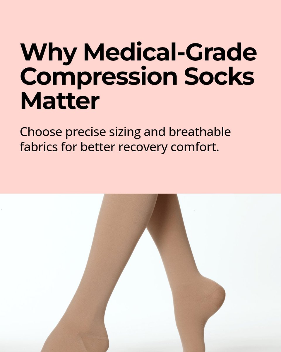 RecovaPostSurge's tweet photo. Choosing the right compression socks matters. Look for medical-grade support, precise sizing, and breathable fabrics. Your recovery deserves quality. #RecovaCompression #RecovaPostSurgery #VOEcompression #Compressiongarments #fajas https://t.co/S6VvDgz6wm