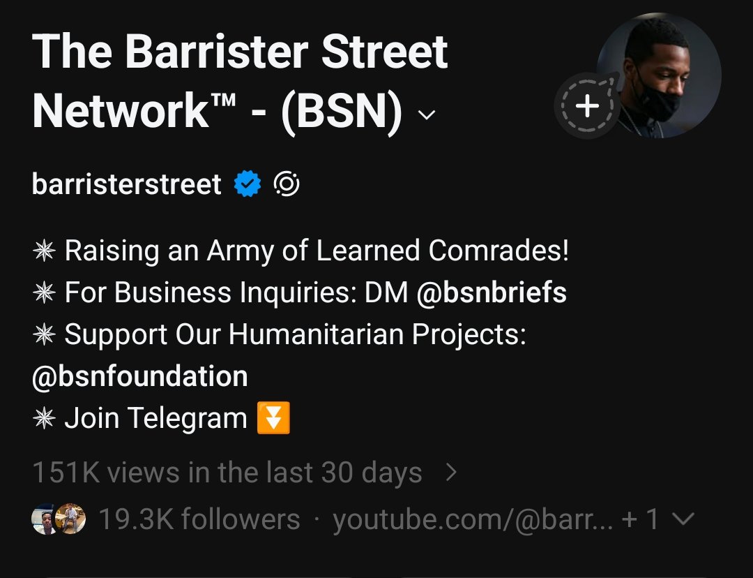 Barristerstreet's tweet photo. Good Morning, X Family! 🥰

If you are joining our platform for the first time, you are welcome.

By following us, you will not be starved of relevant information, critical insights, or timely updates.

We have built an active, learning-driven law community across multiple social media platforms. However, we are now prioritizing X due to the growing limitations, content restrictions, and free-speech constraints we continue to face on Meta platforms.

If you are here, welcome to the BSN Family.

For those active on Instagram, you are also invited to join us there to participate in our giveaways, community engagements, and free resources. 

Click the Link on our Bio to Join!  😎