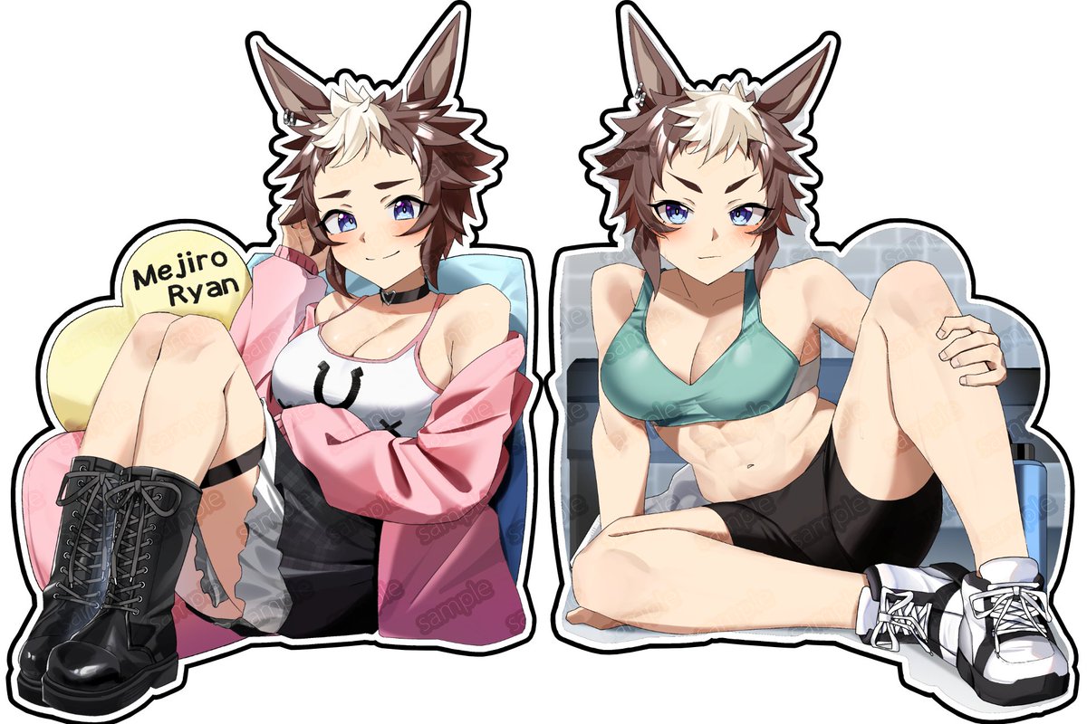 冬コミにもっていくアクリルスタンドのデザインです。表と裏で異なるライアンちゃんが見れますっ、よろしくお願いします！！
#ウマ娘