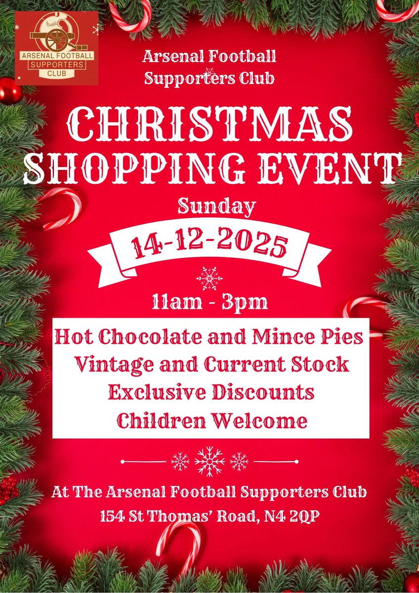 So Everton at home tonight and then Sundays Event at Arsenal Football Supporters Club.
Peggy has gone for it this year so please support if you can with <a href="/goonerdave66/">Dave Seager</a> and <a href="/ruthbeckart/">Ruth Beck Art 🔴⚪️🎨</a> having donated goodies.
Vic will also be there as well with his matchday programme table