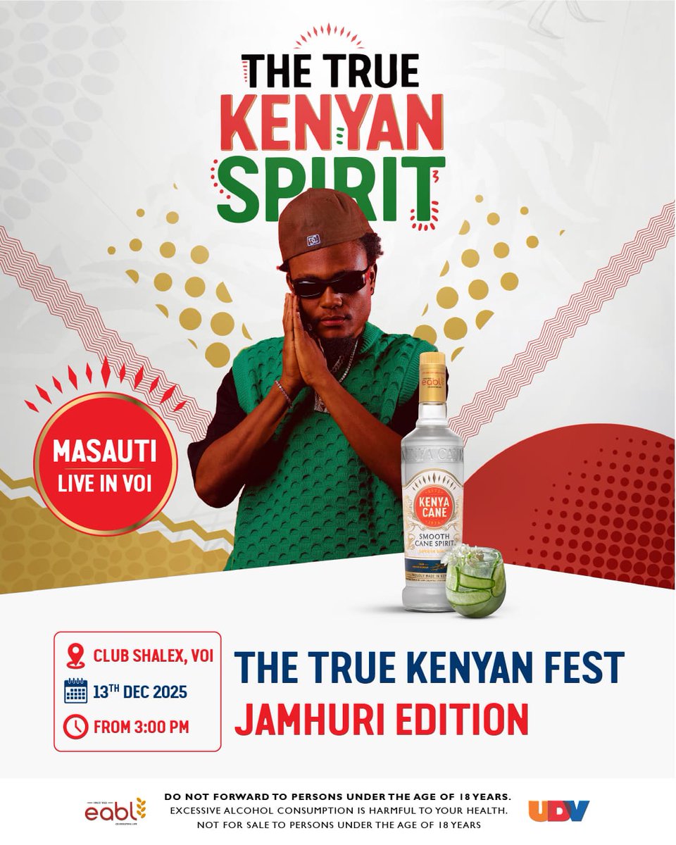Yooh, excitement ni top Leo as I turn up for The true Kenyan Fest Jamhuri edition happening at Club Shallex Voi today 13th Dec 2025 from 3 pm.
Can't wait to see Masauti and Coster Ojwang live bana. 
Msikose hii wadau
<a href="/_mwendiadenis/">Mwendia Denis</a> fikaaa🔥
#TheTrueKenyanSpirit