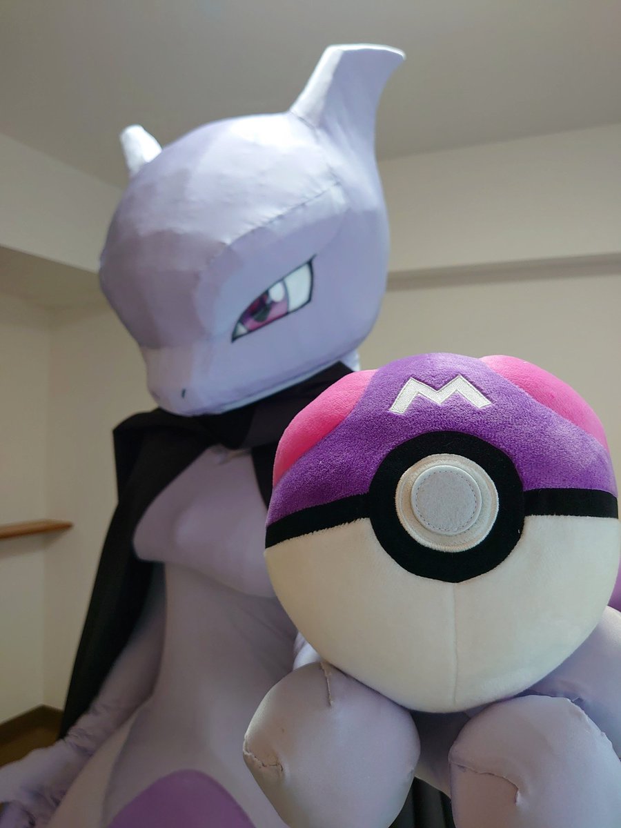 冬コミに向けて、遠くからでも見える大きな名札を作りました。
"M"の文字がマスターボールっぽいフォントを選びました😺