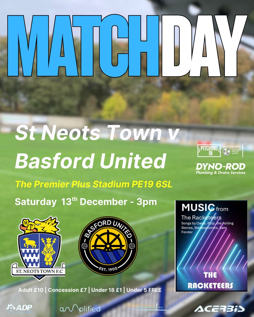 StNeotsTownFC's tweet photo. Its Christmas Jumper Matchday and today we welcome Basford United FC to the Premier Plus Stadium

Dont forget we have live music post match from the fantastic “Racketeers”

Cash Draw and Meat Raffle will take place post match too, tickets £1 each

#wearesaints💙
#inittogether https://t.co/3Fz6hVtiYi