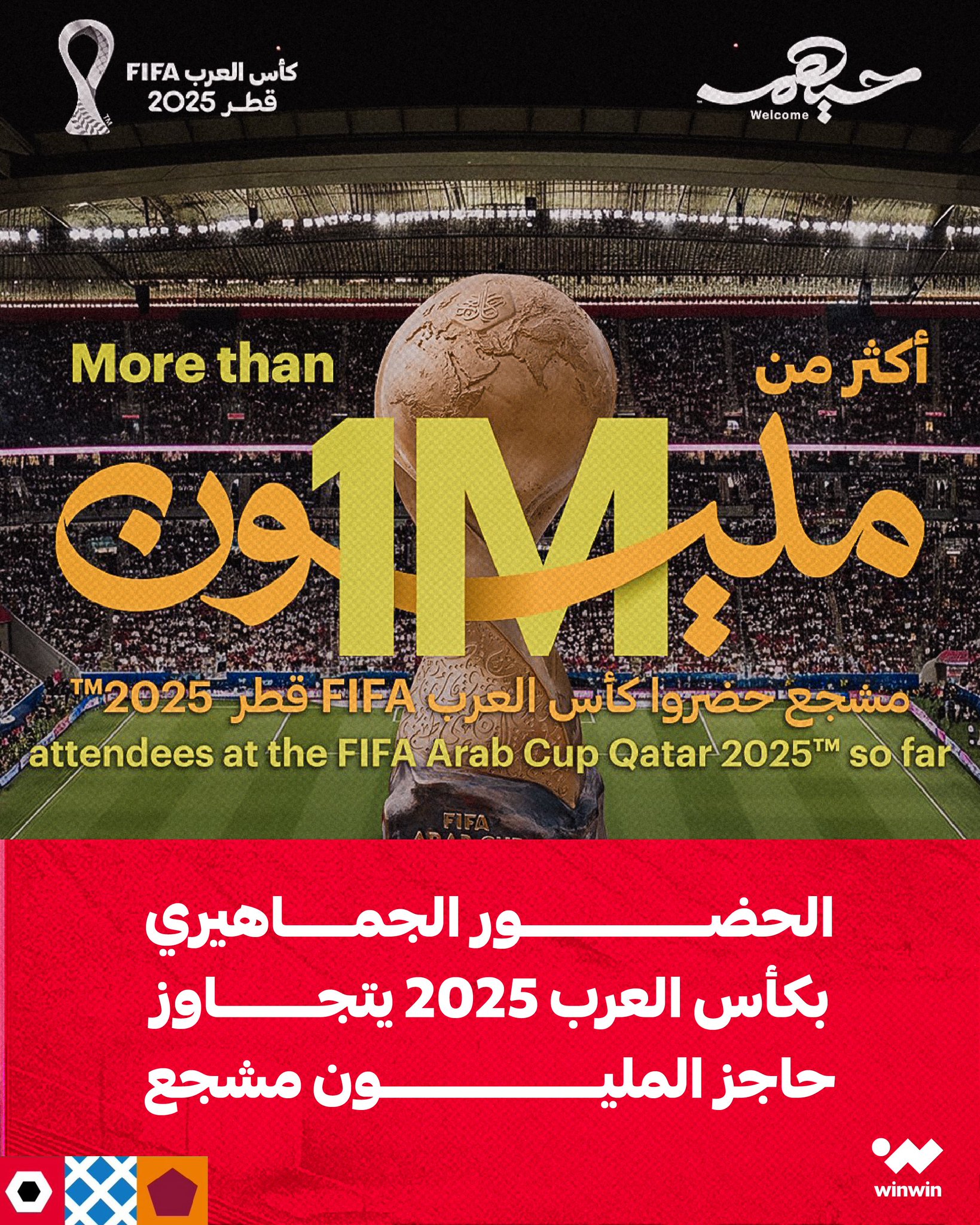 حضور الجماهير في كأس العرب تجاوز المليون مشجع. والدوحة تجمع كل العرب 