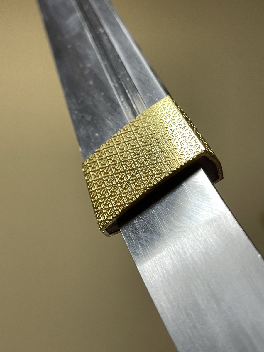 金着せ　檜垣　ハバキ 出来上がったハバキその2 「毘沙門亀甲金着せ一重ハバキ」 白銀師さん