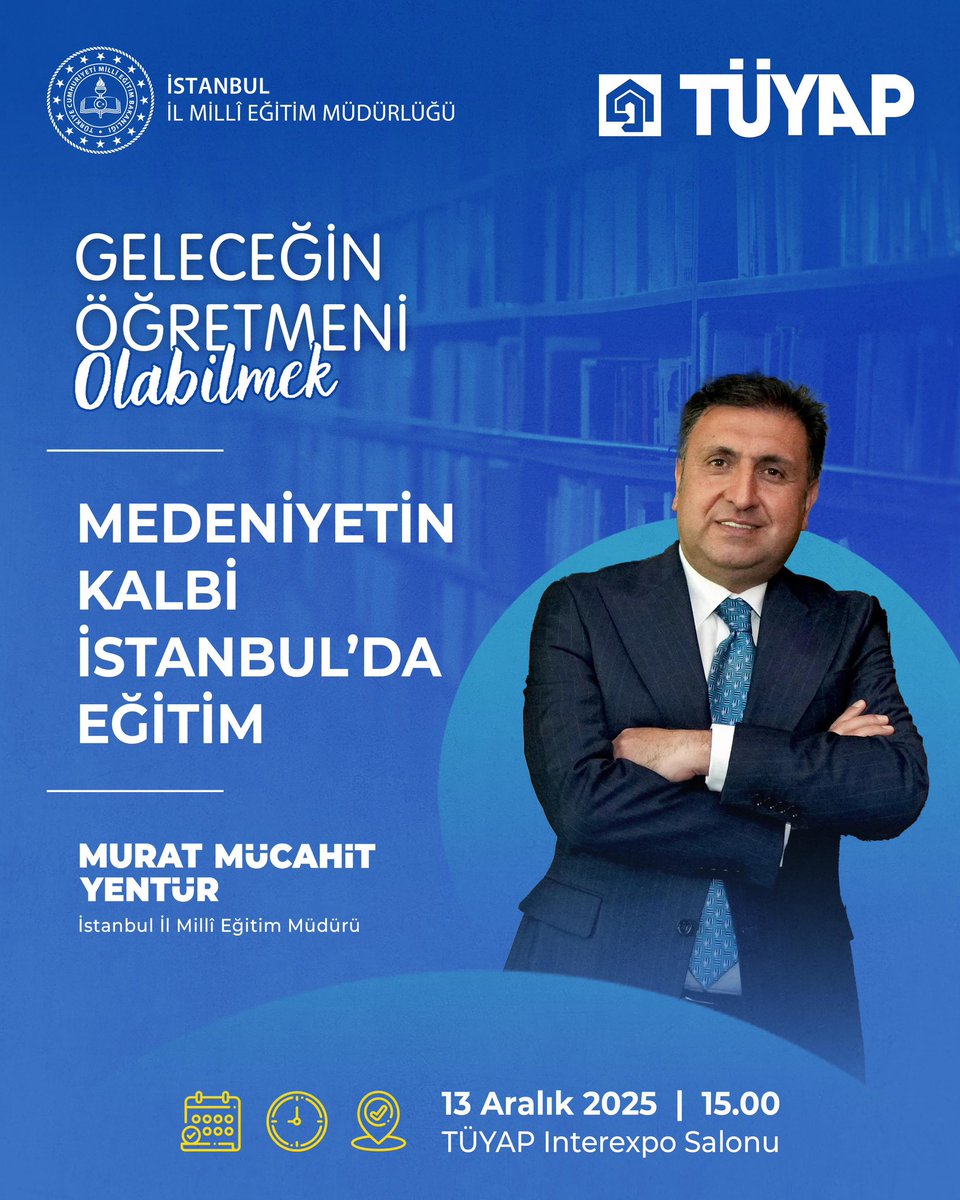 Kitapların zengin dünyasında, hayat boyu öğrenmenin izini sürmeye devam ediyoruz. Medeniyetin kalbi İstanbul’da, eğitimin ortak değerleri etrafında buluşuyoruz.

Tüm öğretmen, öğrenci ve velilerimizi bu anlamlı programa davet ediyorum.
(Bugün / Saat: 15:00)