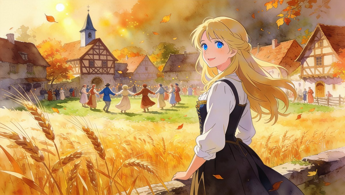 AyuHiroyuki's tweet photo. Ik dreh mit ihm, de Herbstlicht glimmt so warm,
de Mägd lacht laut, de Männer kloppt den Arm!
Die Ähren winkt, de Lieder geit rund,
sein Ton is schlicht, maakt Herz so bunt.
Ik leb mit Acht, mit klorem Sinn,
un bring de Freud in Feld mit rin!
#Neidhart #DiePreußischePoetin https://t.co/QKLup17fLQ