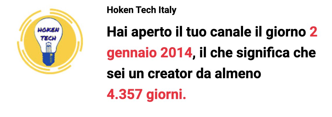 YouTube just reminded me of something wild.  

On 2 gennaio 2014 I opened my channel.  
That means I’ve been creating content for 4.357 days.  
No viral hack. No overnight success.  

Just thousands of days of:
- Showing up when nobody was watching
- Iterating instead of quitting